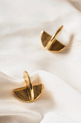 Gold plated Crescent stud earrings by Tilly D'oro.